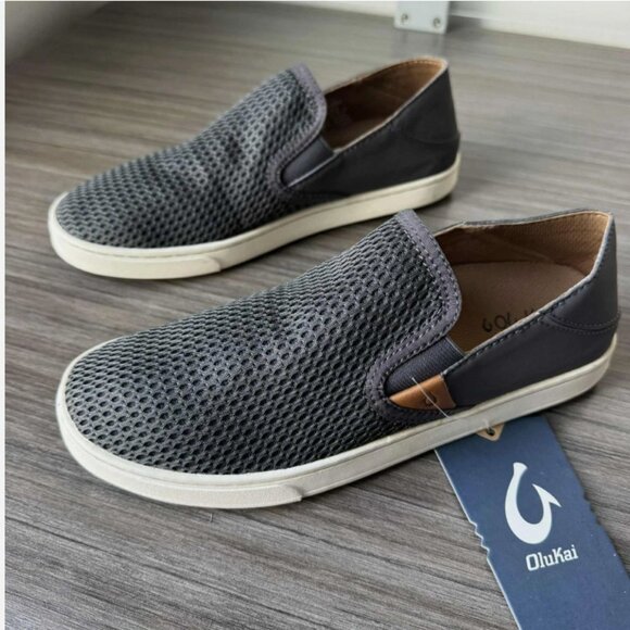 Olukai Pehuea Slip-On Shoes $100 in Pavement Gray - Picture 2 of 10